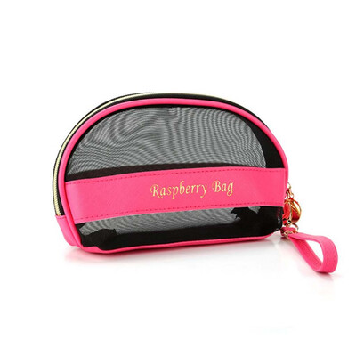 

Tailored Fashion Women Mesh Leather Zipper Handbags Cosmetic Bag Makeup Pouch Purses