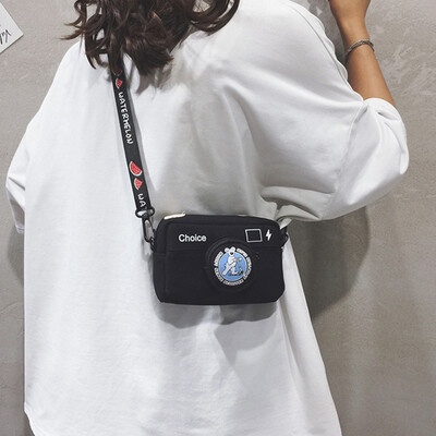 

Ins super fire small bag female new 2019 casual fashion broadband slung shoulder bag girl cute canvas bag