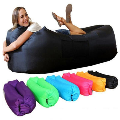 

Inflatable Lounger Foldable Air Couch Portable Air Hammock With Ergonomic Pillow And 2 Side Pocket Extra Storage