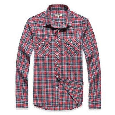 

NATINY mens Grinding hair pure cotton ground plaid long-sleeved shirt NA125149