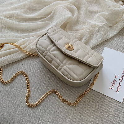 

Spring texture rhombic chain bag female 2019 new Korean version of the wild single shoulder slung fashion solid color saddle bag