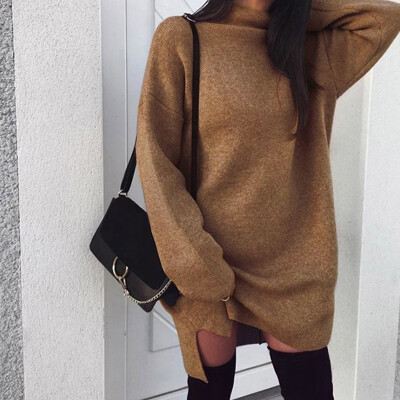 

Women Loose Tee Shirt Blouse Mini Dress Ladies Oversized Long Sleeve Top Sweater