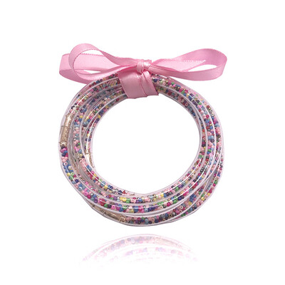 

5Pcs\Set All Weather Glitter Bangles Set Glitter Filled Silicone Jelly Summer Bracelets