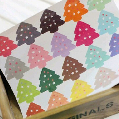 

100pcs Christmas Tree Cartoon Paper Stickers DIY Decorative Stickers Well