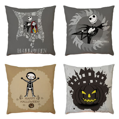 

4PCS Halloween Decorative Pillowcase Soft Material Throw Pillow Covers Cushion Covers 4545cm Home Living Room Decoration