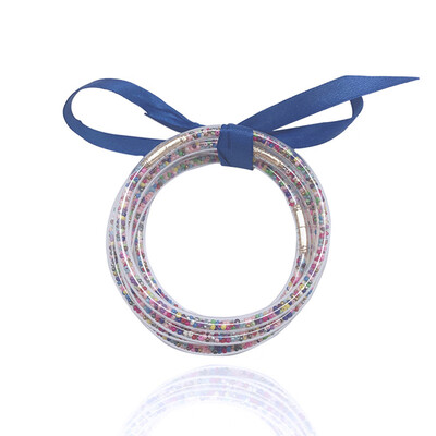 

5Pcs\Set All Weather Glitter Bangles Set Glitter Filled Silicone Jelly Summer Bracelets