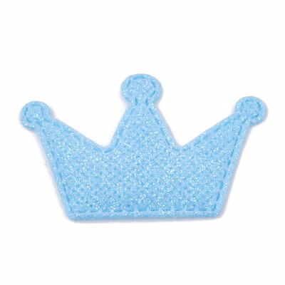 

Glitter PU Patches with Non Woven Fabric Back&Sponge Inside Crown LightSkyBlue 38x5558x25mm