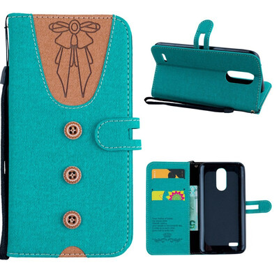 

MOONCASE LG K10 2017 stitching embossed womens leather case - green