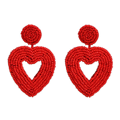 

2019 New Heart Beads Gold Metal Love Drop Earrings Hollow Geometric Earrings Women Gifts Jewelry Brincos Pendientes