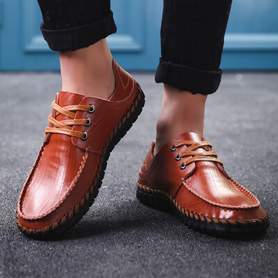 

2019 new fashion mens shoes Korean casual shoes summer peas shoes mens breathable leather shoes trend lazy shoes