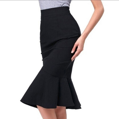 

Autumn And Winter Women Wrapped Pencil Skirt Solid Color Slim Fit Work