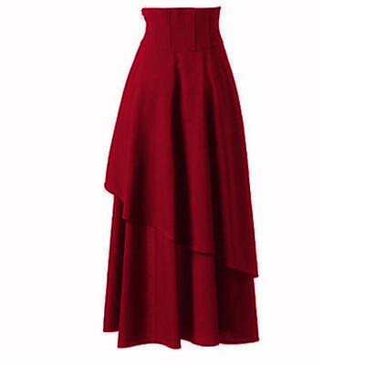 

Womens Lace Up High Waist A Line Solid Maxi Skirt Summer Cocktail Party Bottoms