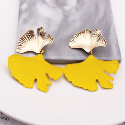 

EK173 Bohemian Geometric Gold Color Ginkgo biloba Leaf Shape Drop Earrings for Women Statement Earring Jewelry Accessories Punk