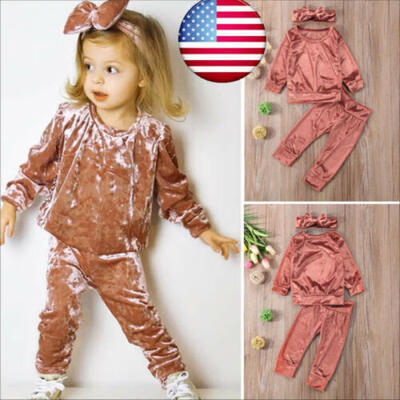 

Fashion Toddler Kids Baby Girl Velvet Top Sweatshirt Pants Outfits Clothes USA