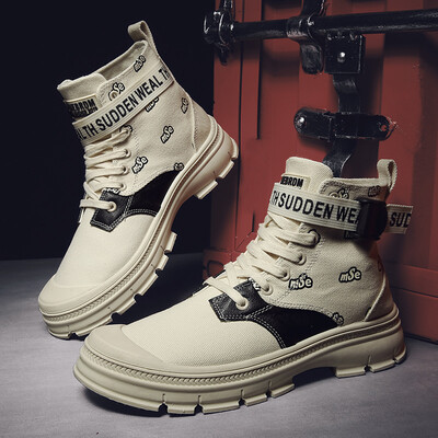 

Autumn net red shoes mens tide shoes Korean version of the trend of mens Martin casual wild high help tooling boots vibrating the same paragraph
