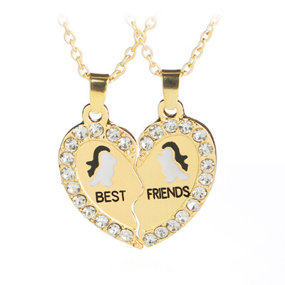 

New Heart Crystal Trend Broken Chain Necklace Jewelry Item Best Necklace jewelry Letter Rhinestone Pendant