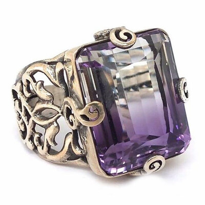 

Unique Handcrafted Jewelry Unisex Vintage Amethyst Gemstone Wedding Rings Party