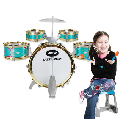 

Gobestart Kids Children Drum Kit Play Set Drums Musical Toy Instrument Pedal Stool