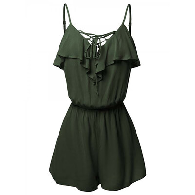 

Starmoon Womens Large Size Casual Sleeveless Overlap Front Frill Detail Jumpsuit