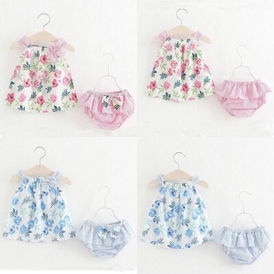 

Newborn Baby Girls Outfit Floral Dress Tops Pants Casual Summer Clothes 0-3T