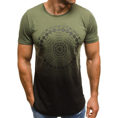 

Toponeto Mens Summer Letter Print Slim Fit Round-Neck Short Sleeve Top Shirt Blouse
