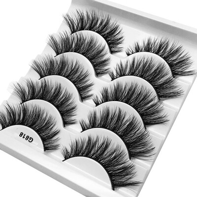 

Gobestart 3D Eyelash Imitation Mink Natural Thick False Eyelash 5 Pairs