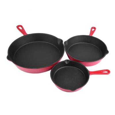 

Greensen 3 Pcs Enameled Cast Iron Skillet Kit Pre-Seasoned Pan Professional Cookware