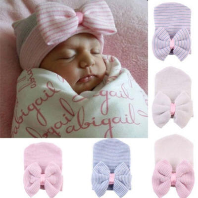 

Baby Newborn Girl Infant Toddler Bowknot Beanie Cute Hat Hospital Cap Comfy