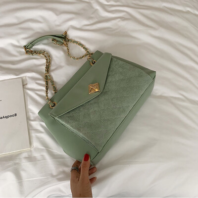 

Bag woman large capacity rhombus single shoulder bag new 2019 Korean fashion simple chain bag