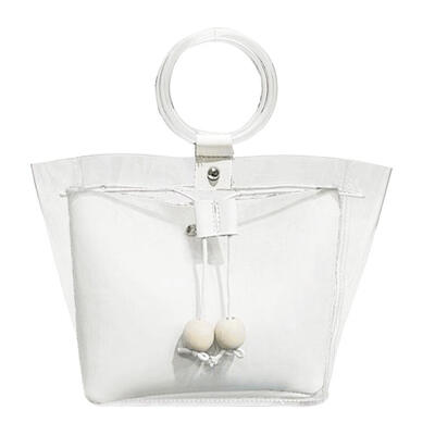 

Fashion Women PVC Bucket Casual Handbags Teen Girls Transparent Small Totes