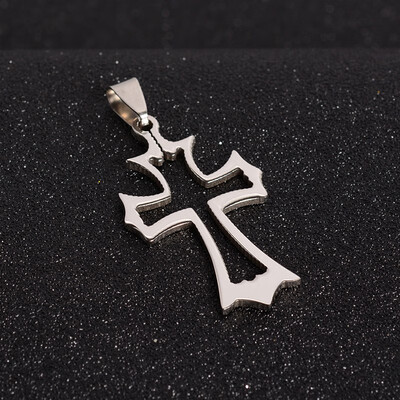 

304 Stainless Steel Cross Pendants Stainless Steel Color 44x25x15mm Hole 4x9mm