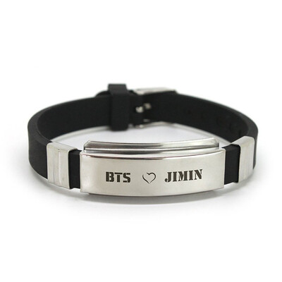 

Kpop BTS Equal Heel Stainless Steel Silicone Bracelet Wrist Belt Hand Chain Sport Couple Bracelet Hot Gift for Fans