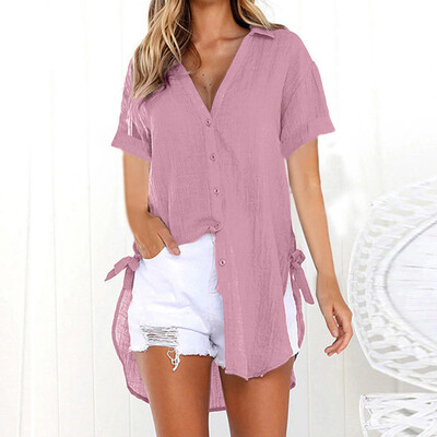

Starmoon Womens Loose Button Long Shirt Dress Cotton Ladies Casual Tops T-Shirt Blouse