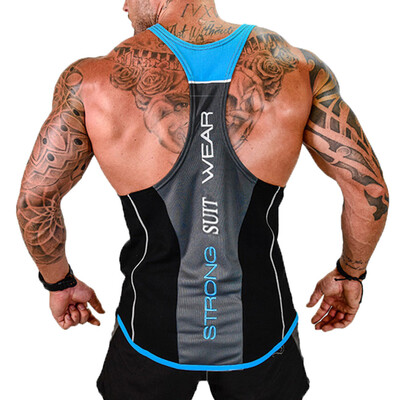 

HOTMens Bodybuilding Stringer Tank Top Y-Back Racerback Gym Workout Clothes