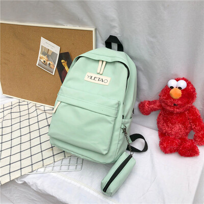 

Ins schoolbag female Korean high school ancient feeling girl student backpack simple Mori campus solid color backpack
