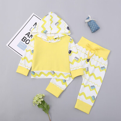 

Children Kid Boys Girls Car Striped Print Hooded TopsPants Casual Set Clothes