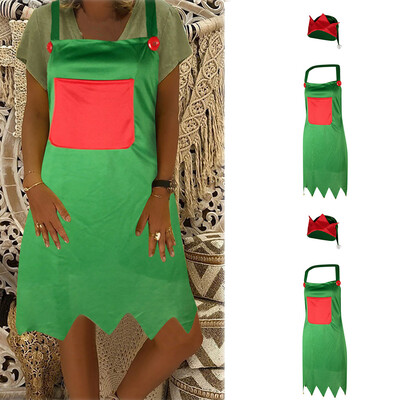 

Siaonvr Christmas Decoration Green Apron Kitchen Aprons Dinner Party Apron Hat Set