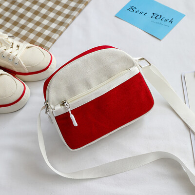 

Tailored Women Contrast Color Cute Student Canvas Bag Versatile Shoulder Messenger Bag