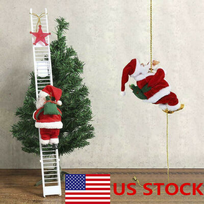 

Christmas Santa Claus Climbing On Rope Ladder For Xmas Tree Hanging Home Decor