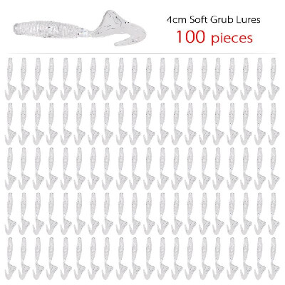 

100pcs 4cm Soft Artificial Fishing Lures Swimbait Tail Grub Lures Worm Moggot Grub Lures Baits