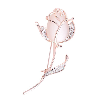 

Rhinestone Rose Flower Brooch For Women Elegant Badges Corsages Brooches Female Sweater Suit Accessory