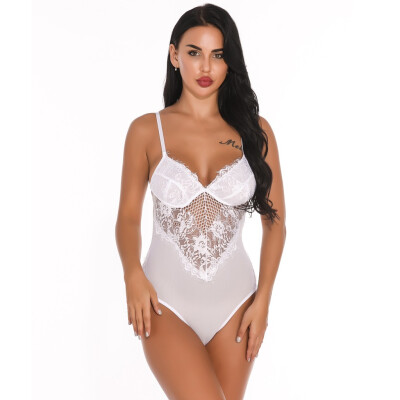 

Toponeto New One Piece Women Mesh Lace V-Neck Teddy Lingerie Jumpsuit Underwear Sleepwear