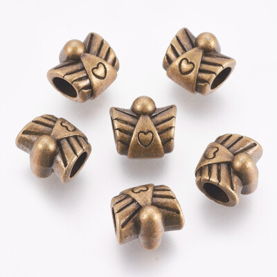 

Alloy European Beads Angel Large Hole Beads Cadmium Free & Nickel Free & Lead Free Antique Bronze 10x11x9mm Hole 4mm