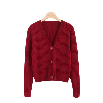 

EFINNY Fashion Button Knit Cardigan Sexy Retro V-neck Short Sweater Women Cardigan