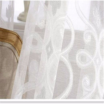 

Pastoral Korean Creative White Lace Sheer 3D Rose Curtains Voile Custom Window Screens For Marriage Living Room Bedroom Drapes