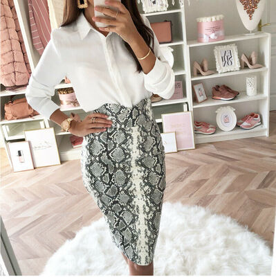 

Women Snake Skin Bodycon Skirt High Waist Party Club Cocktail Mini Dress Work