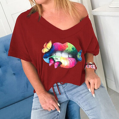 

Starmoon Fashion Women Summer Casual V-Neck Print Short Sleeve T-shirt Tops