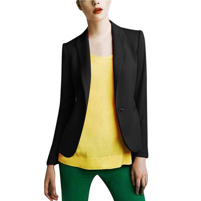 

Toponeto Womens Casual Solid Color Long-Sleeved Button Slim Cardigan Blazer Coat