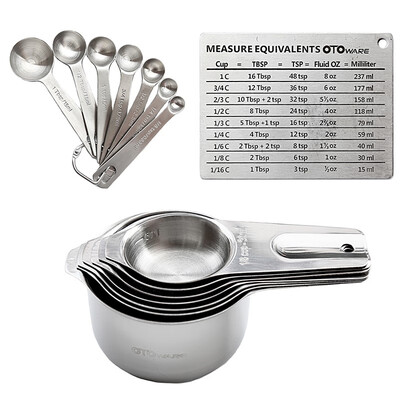 

Seven-piece 304 stainless steel measuring cup seven-piece 304 stainless steel round measuring spoon scale plate combination