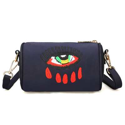 

Recreational Cylinder Bag Personality Fashion Baituan Inclined Bag Embroidery Small Round Bag Portable Mini Cloth Bag